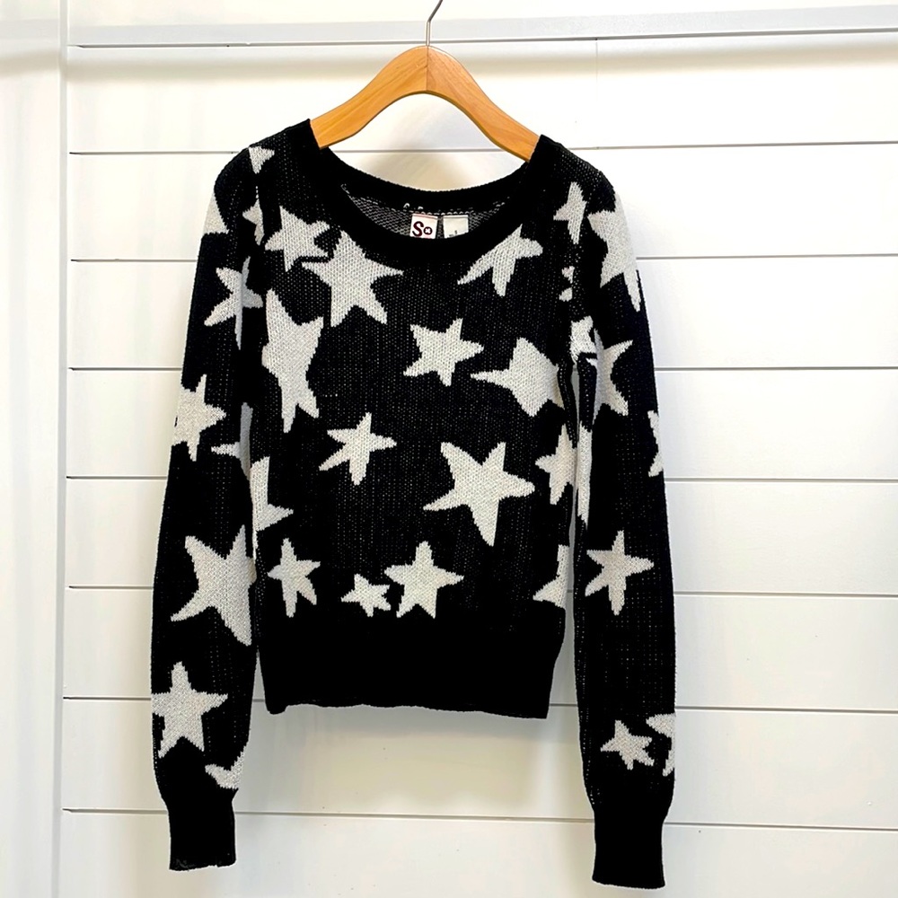 So Starry Black and White Sweater - Size Small